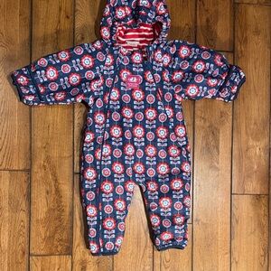 JoJo Maman Bebe Navy Floral Hooded One-Piece